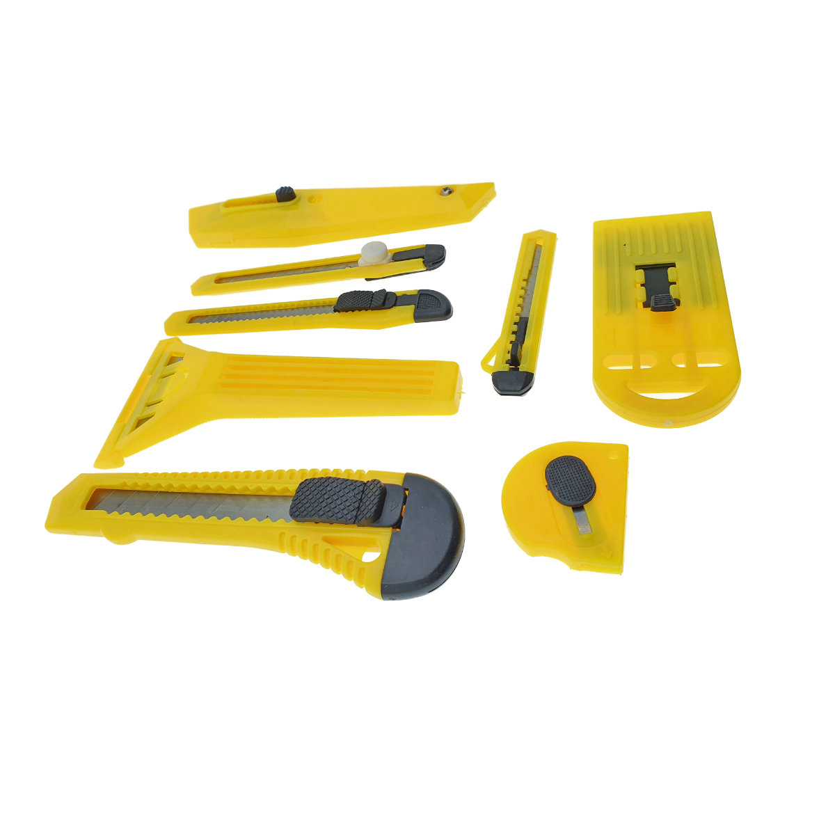 Set 8 cuttere, lame cu tais intre 7.5mm si 50 mm, cu maner galben [11]
