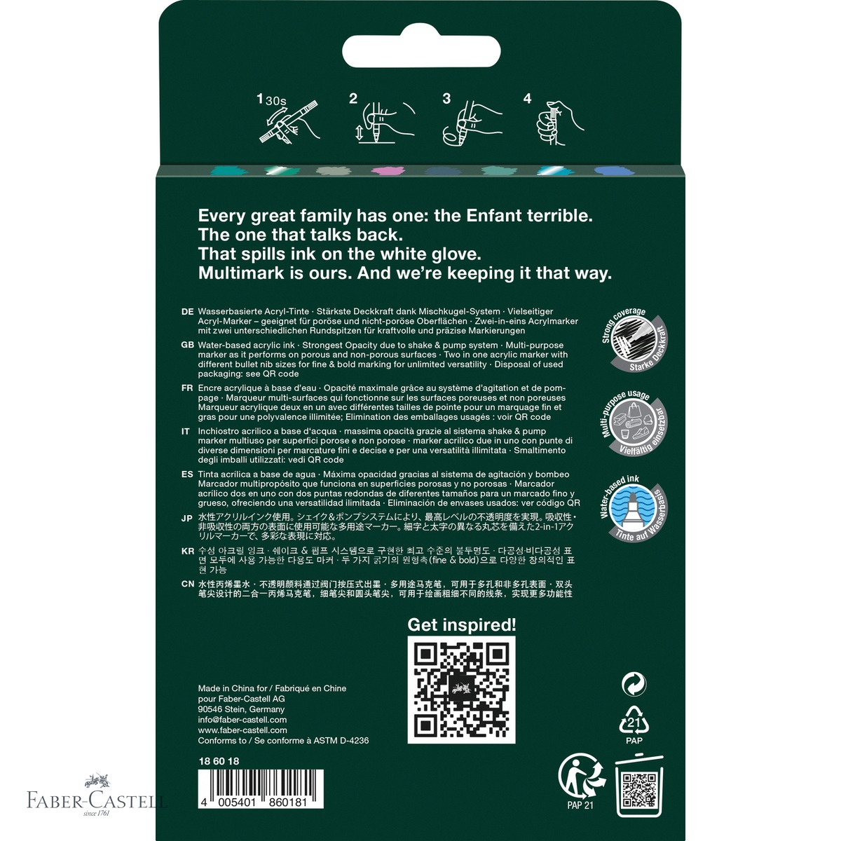 Set 8 markere acrilice Faber-Castell Multimark, tonuri reci, varf dublu, pentru suprafete multiple [4]