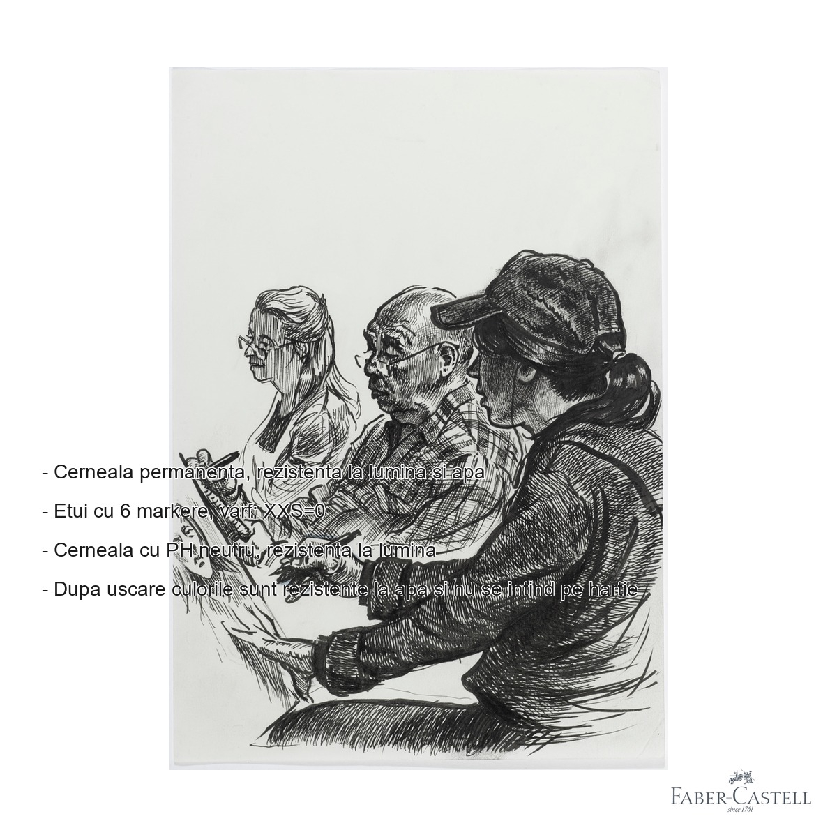 Set 8 markere Pitt Artist Pen Faber-Castell, cerneala permanenta rezistenta la apa, pentru desen si ilustratie [2]