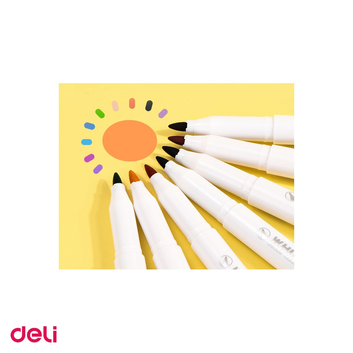 Set 8 markere whiteboard Deli Slim, varf 2 mm, 8 culori [5]