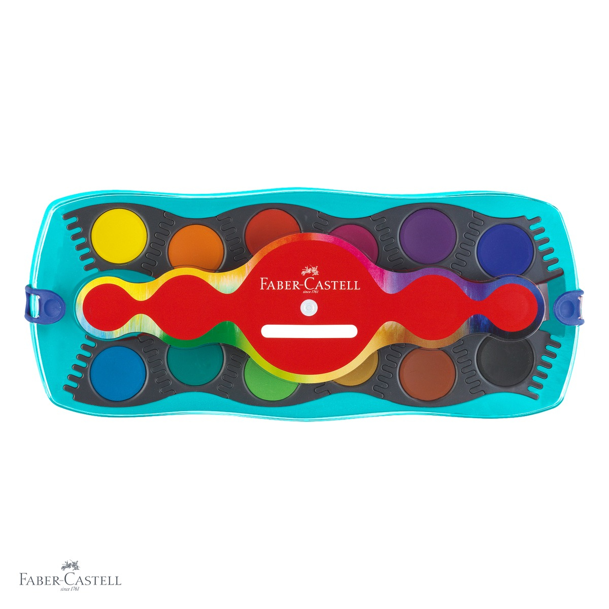 Set acuarele Faber-Castell Connector 12 culori, capac transparent cu paleta integrata, pentru copii si scoala [7]