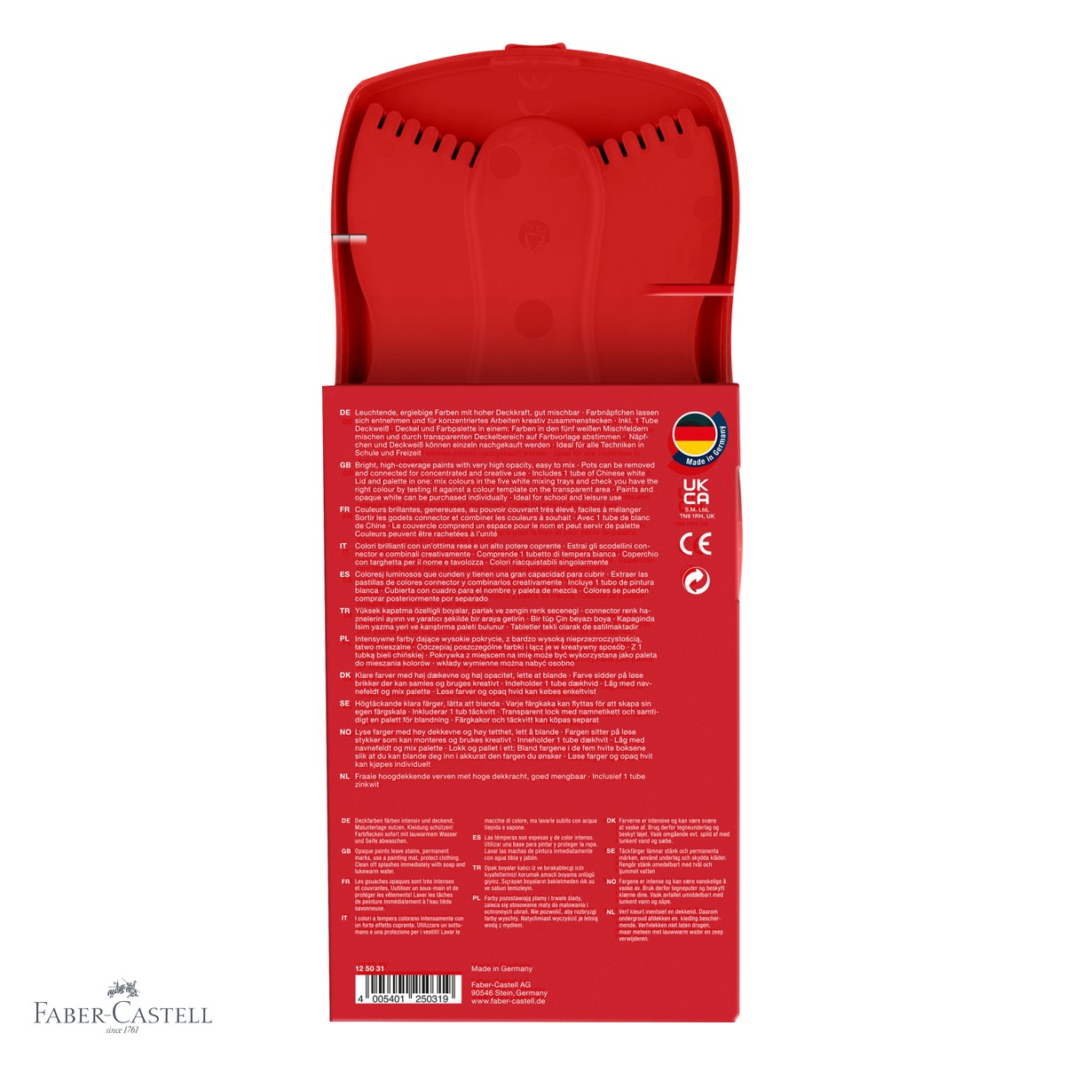 Set acuarele Faber-Castell Connector 24 culori, capac-paleta transparent, cu tub alb si pensula incluse, pentru scoala [8]