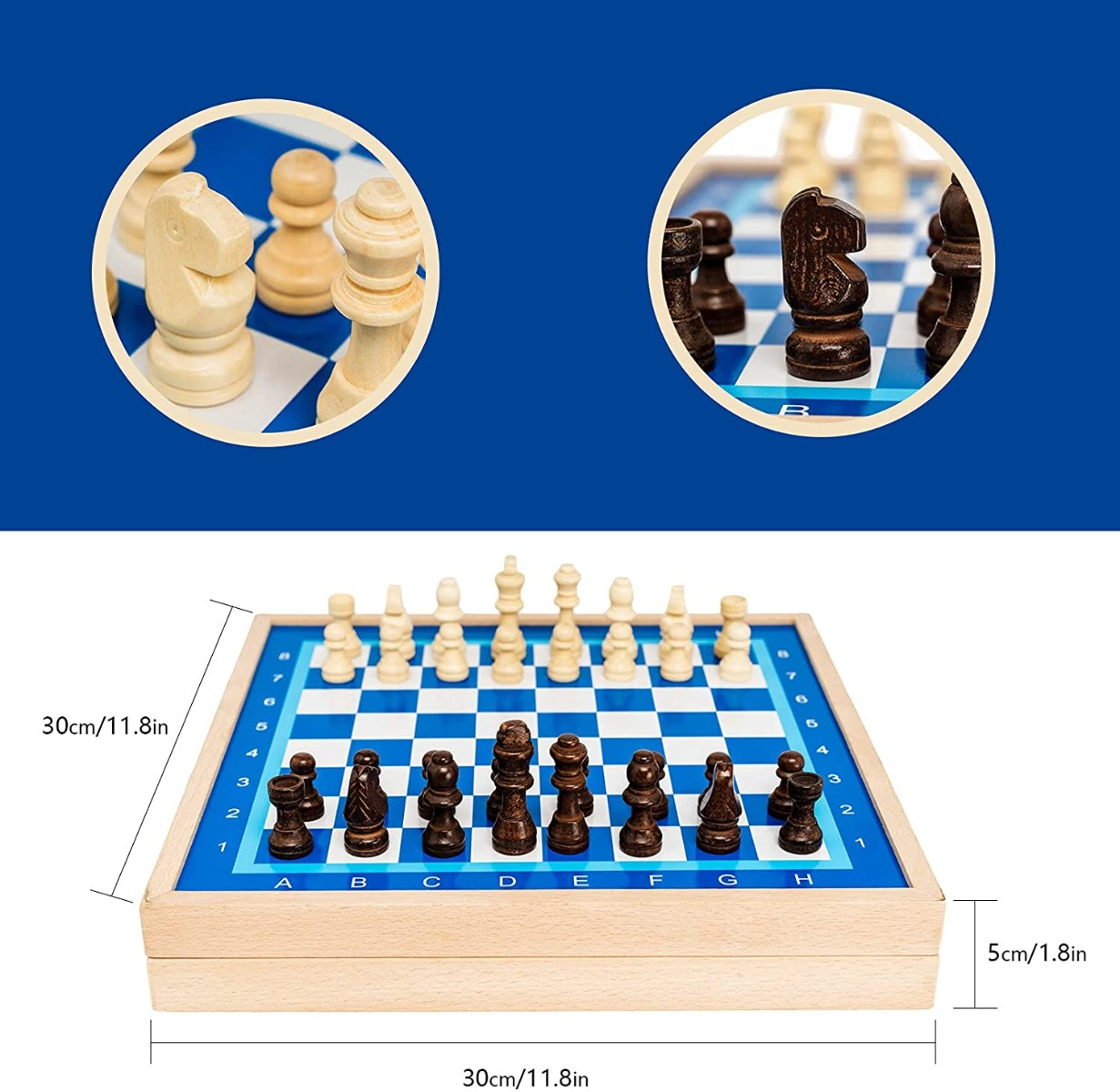 Set cu 4 jocuri, Sah, Fotbal, Gomoku si Gobang, cu suprafata de 30 x 30 cm, in cutie [9]