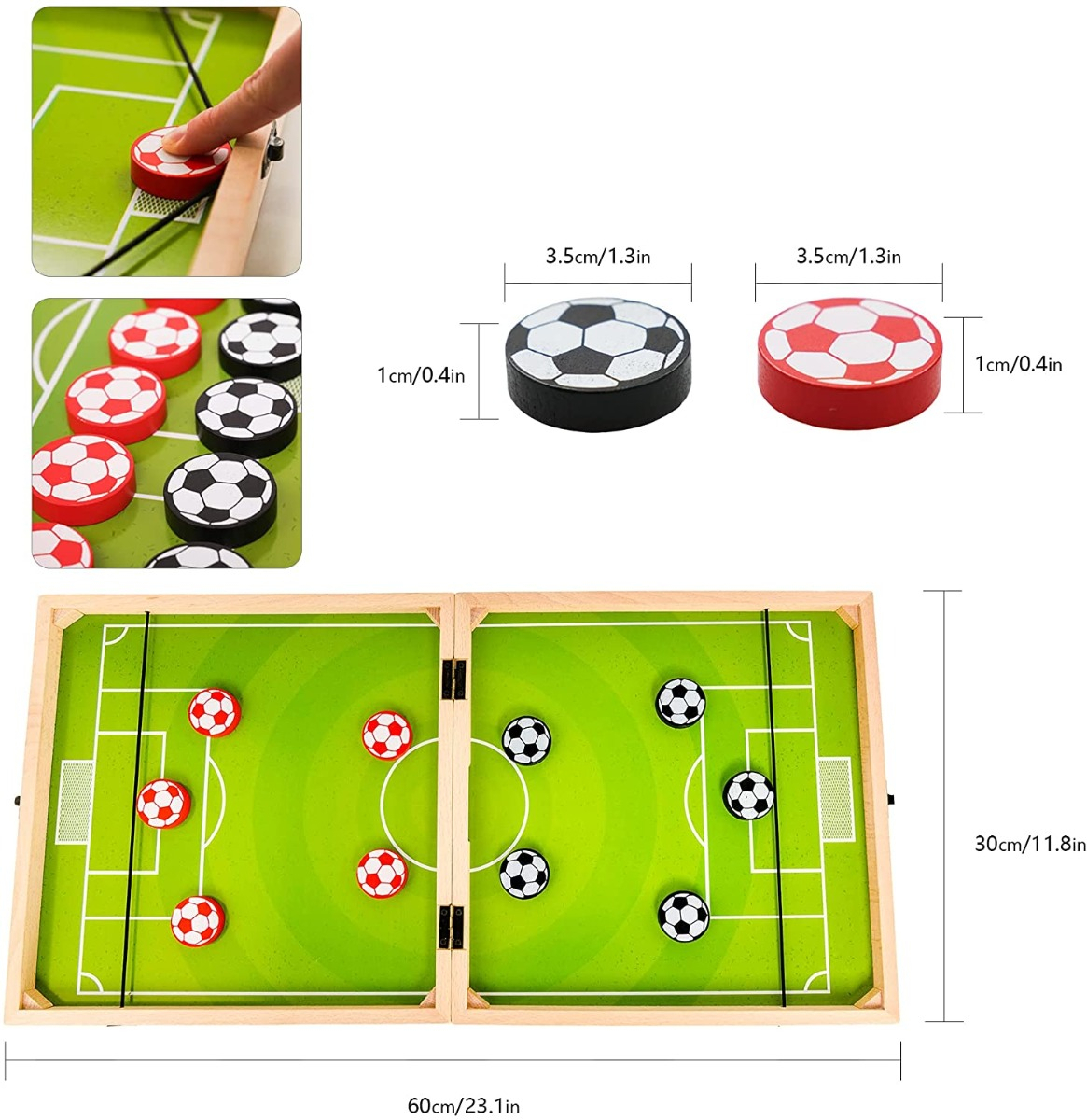 Set cu 4 jocuri, Sah, Fotbal, Gomoku si Gobang, cu suprafata de 30 x 30 cm, in cutie [8]