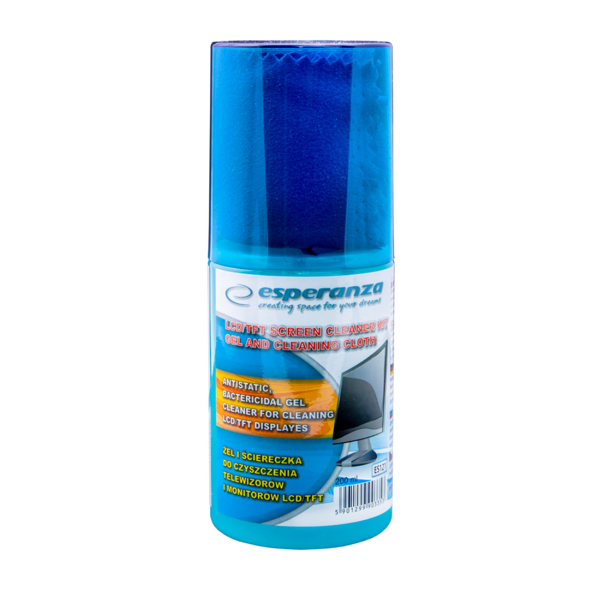 Set de curatare, Esperanza 90335, 200 ml gel antistatic si laveta microfibra, pentru echipamente electronice [2]