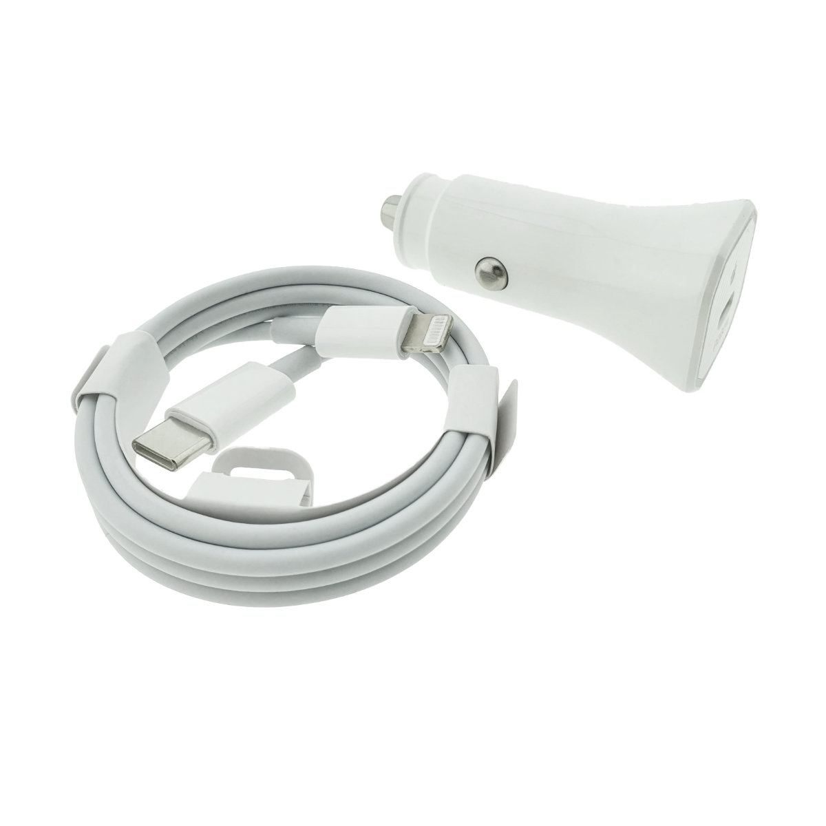 Set incarcator auto 20W, cu port USB-C, pentru Apple, cu cablu 1m cu conectori USB tip C la tip Lightning, alb [2]