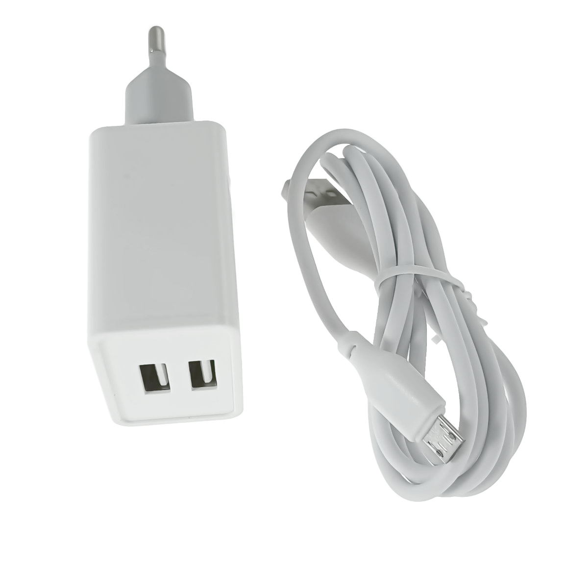 Set incarcator retea cu cablu microUSB de 100 cm, 2 x USB, 2.4A, XO-L65 87133, alb [4]