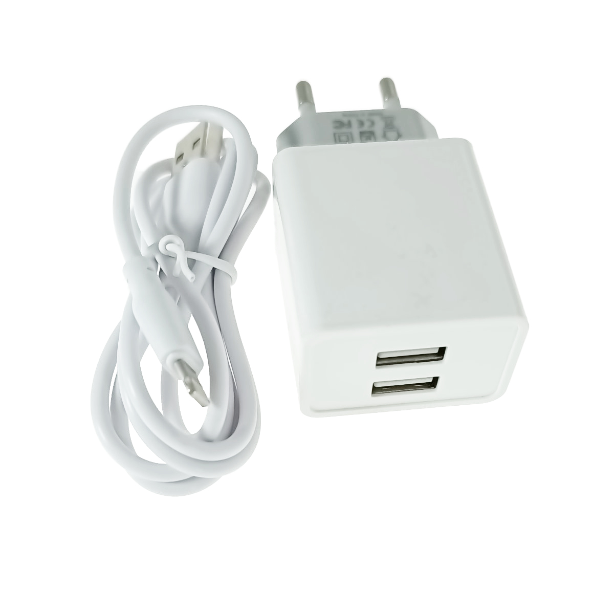 Set incarcator retea XO-L65 87134, cu cablu USB -lightning de 100 cm, 2 x USB, 2.4 A, alb [1]