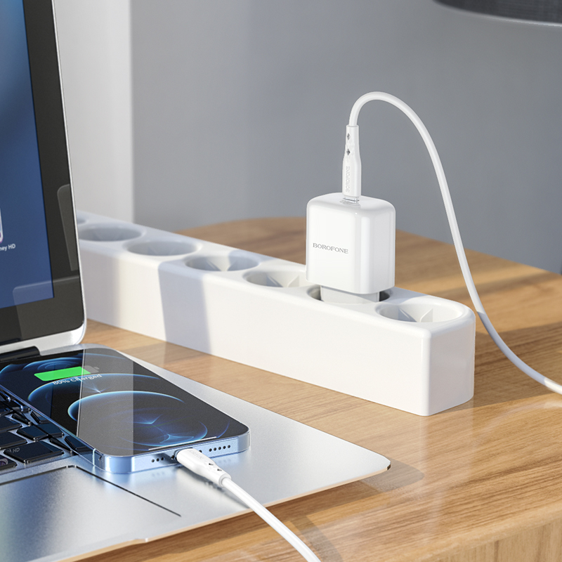 Set incarcator USB cu cablu USB-C, 18W, Borofone 70248, Quick Charge 3.0, 100 - 240V, 3A, alb [7]