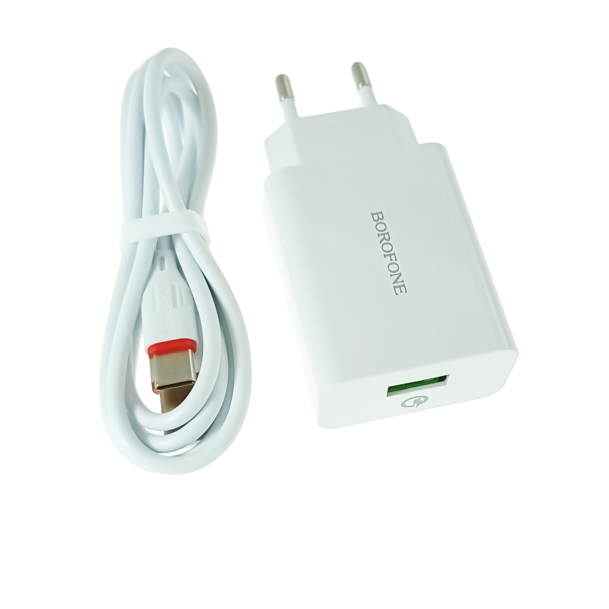 Set incarcator USB cu cablu USB-C, 18W, Borofone 70248, Quick Charge 3.0, 100 - 240V, 3A, alb [2]