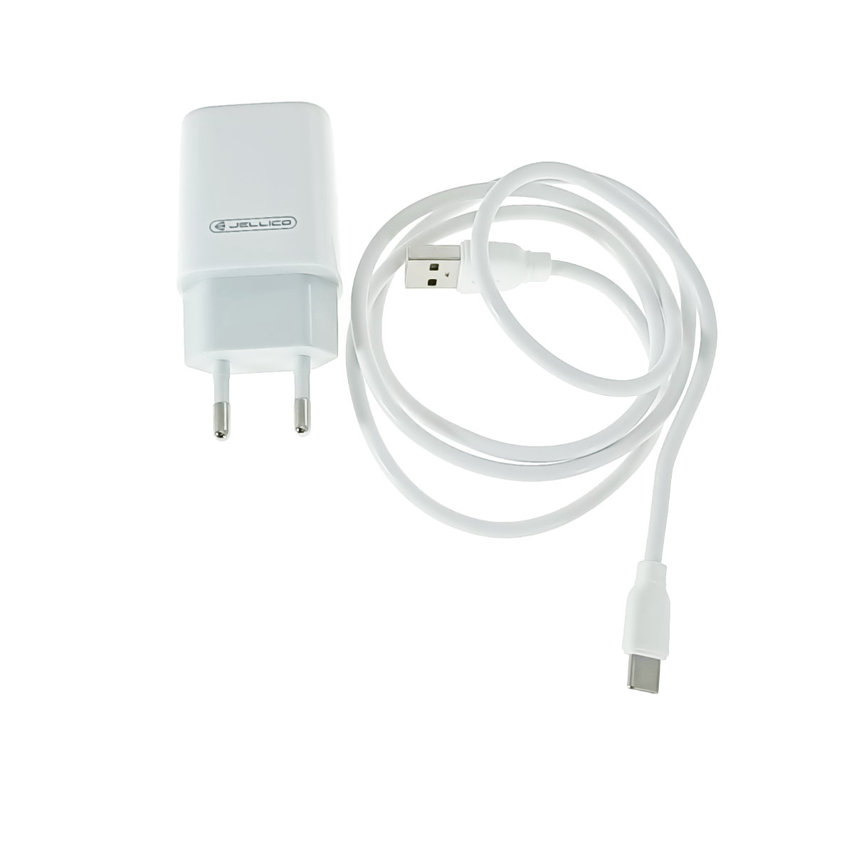 Set incarcator USB de retea, cu cablu USB-C lungime 1m, 5V, 2.4A, Jellico EU01 20294, alb [1]
