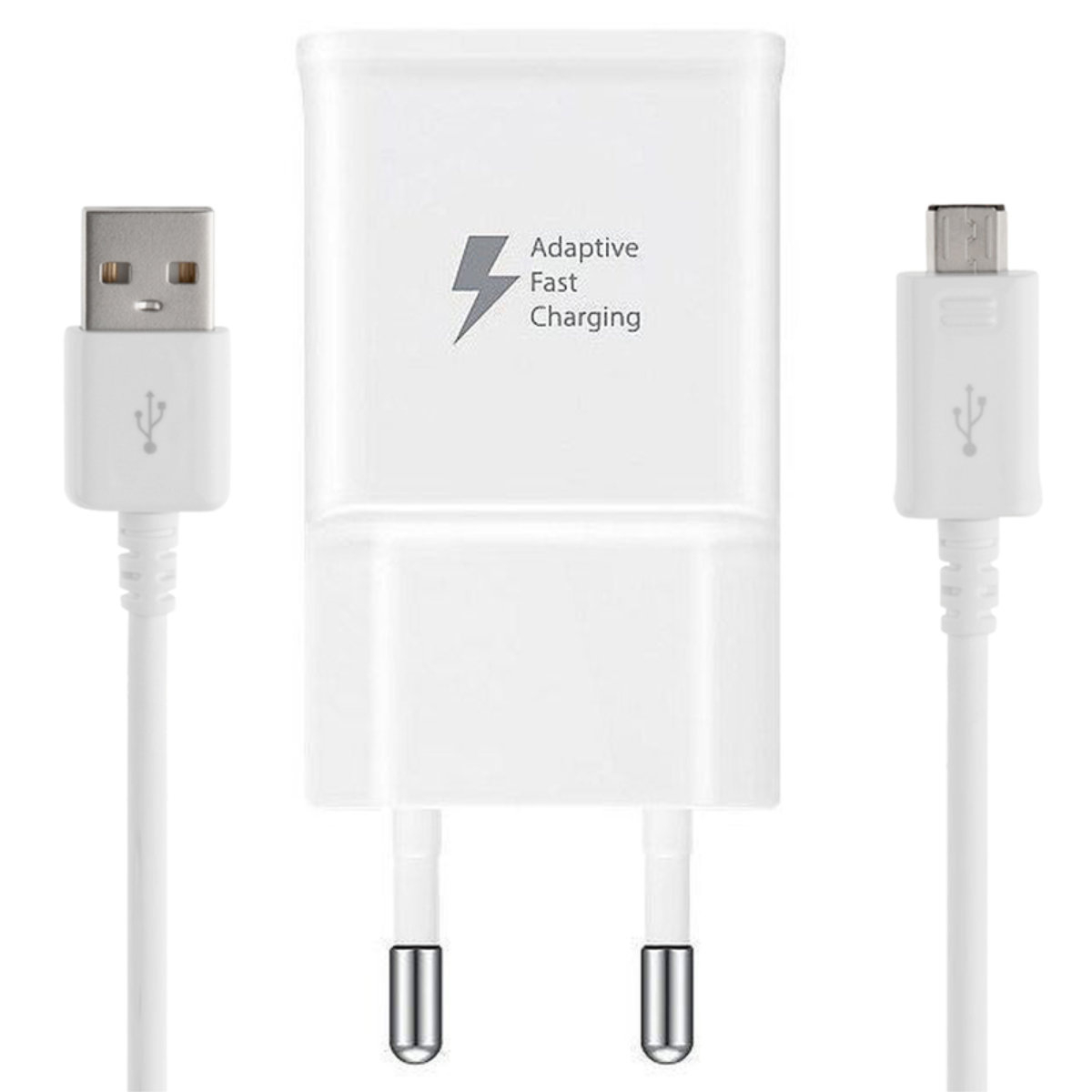 Set incarcator USB, Samsung Adaptive Fast Charging, 2A, EP-TA20EWE cu cablu USB la micro USB tata, in blister, alb [9]