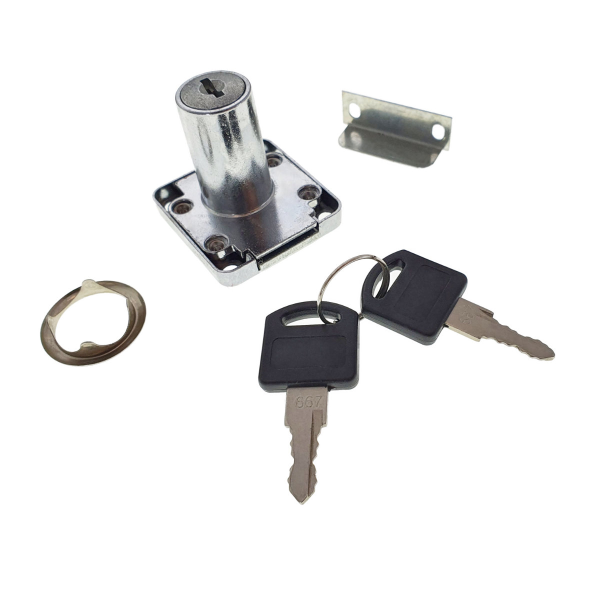 Set incuietoare pentru mobilier, FAM-65367, cu butuc si 2 chei, cromat , dimensiuni 41 x 40 x 38 mm [6]