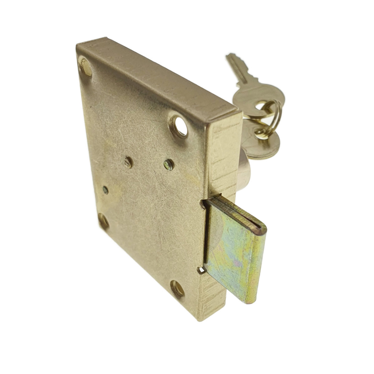 Set incuietoare pentru mobilier, FAM-65462, cu butuc si 2 chei, alama, dimensiuni 68 x 57 x 40 mm [5]