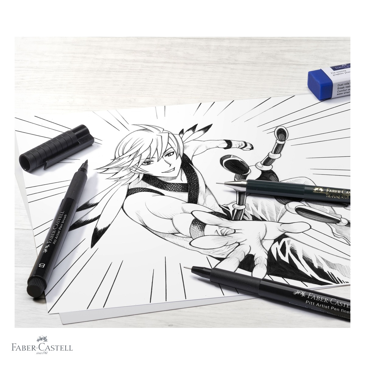 Set manga pentru incepatori Faber-Castell Pitt Artist Pen, cu linere, creion mecanic si manechin, pentru desen manga si ilustratie [4]