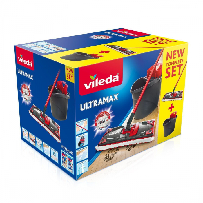 Set mop plat Vileda Complete Ultramax 2in1 XL 21202,cu storcator si galeata [3]