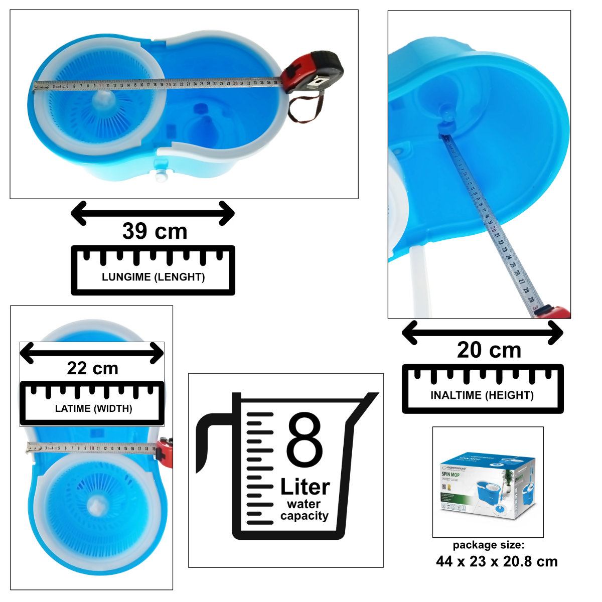 Set mop rotativ, Spin Mop Perfect Clean 96405, cu galeata 8l si storcator, rotire 360 grade [4]