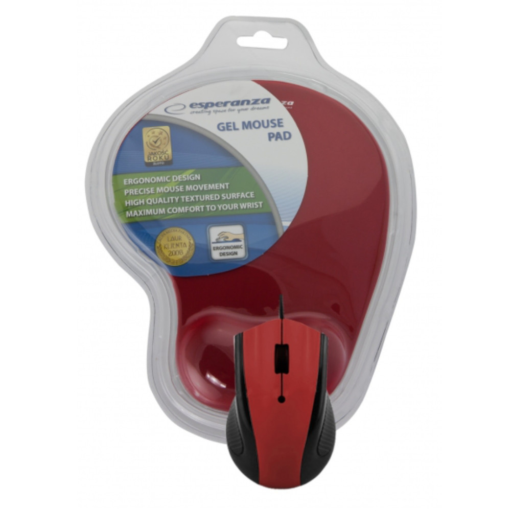 Set Mouse USB 3D , 1200 DPI , cu gel pad , Esperanza 90914 , rosu [3]