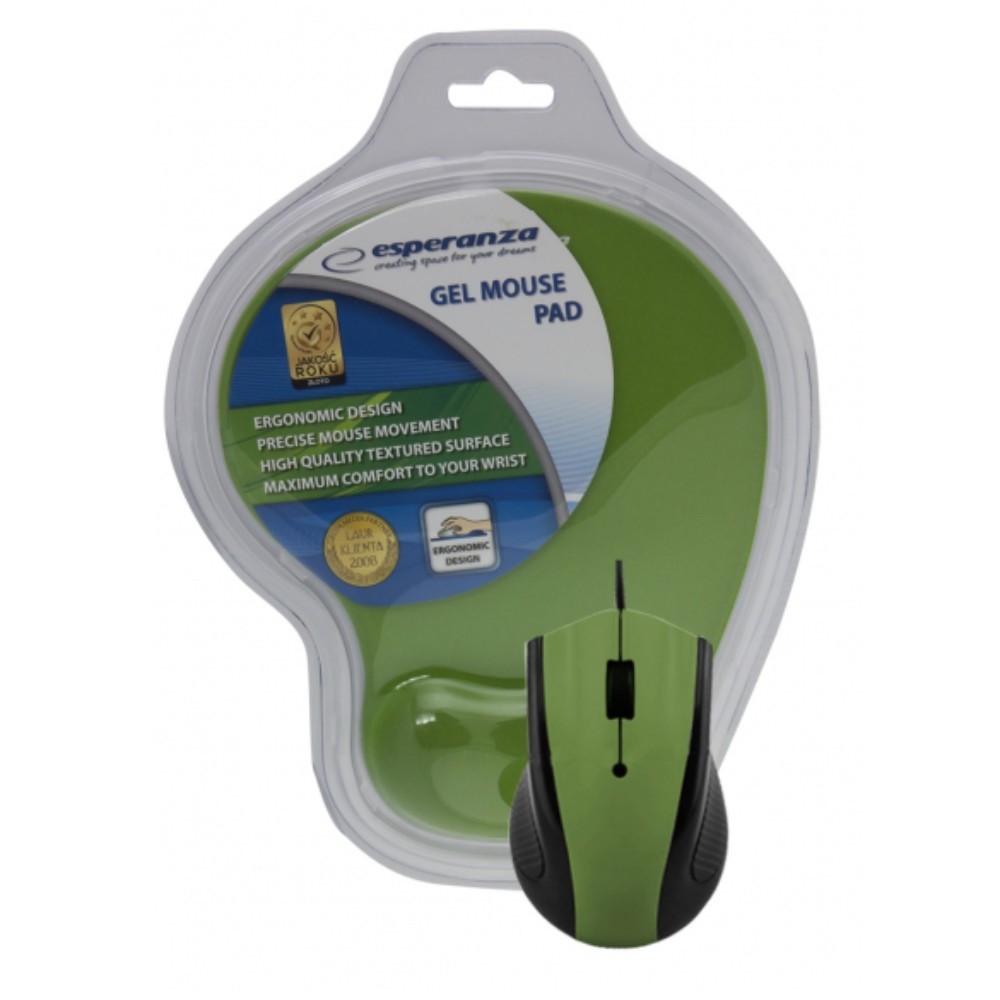 Set Mouse USB 3D , 1200 DPI , cu gel pad , Esperanza 90916 , verde [1]