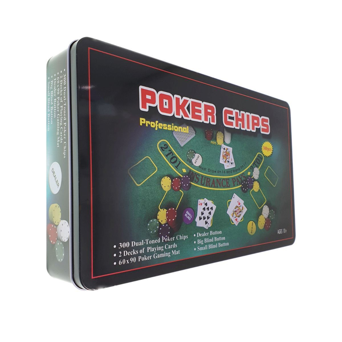 Set Poker cu 300 jetoane, 2 seturi de carti de joc si accesorii, in cutie de metal [8]