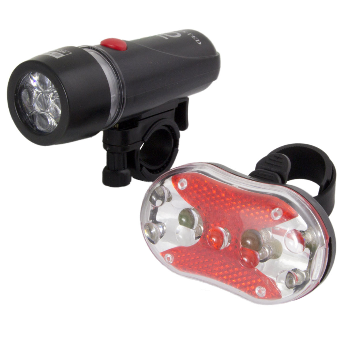 Set stopuri bicicleta, Esperanza Alphecca, 5 LED-uri in fata cu 3 moduri iluminare, 3 Led-uri spate cu 7 moduri iluminare, culoare alb si rosu, rezistente la umezeala [3]