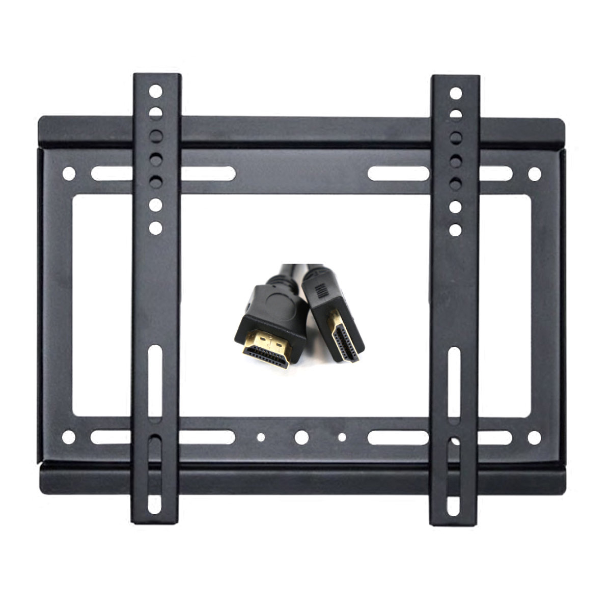 Set suport fix TV Omega 45455 cu cablu HDMI 4K 1.5m, max VESA 200, 14-42 inch, 25kg, de perete, negru [1]