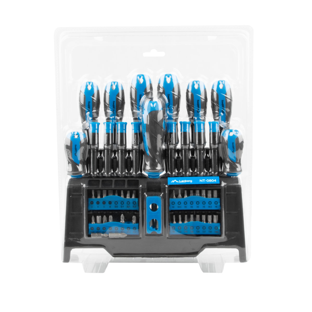 Set surubelnite si biti, 50 elemente, Lanberg NT-0804, magnetizator, suport cu organizator, negru cu albastru [3]