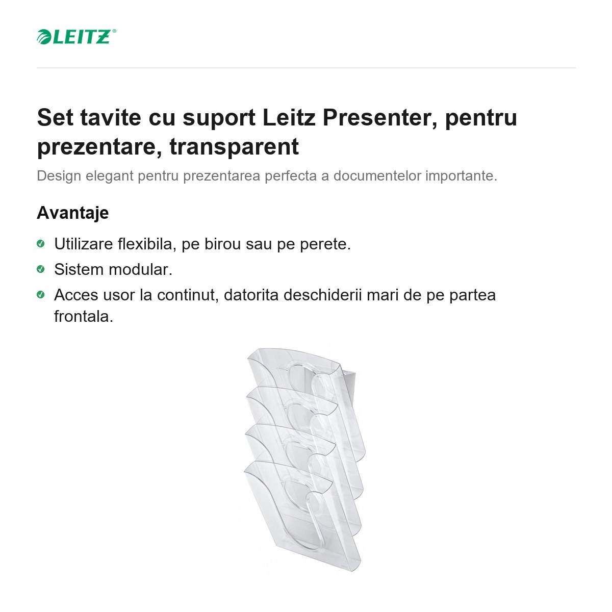 Set tavite cu suport Leitz Presenter, pentru prezentare, transparent [2]