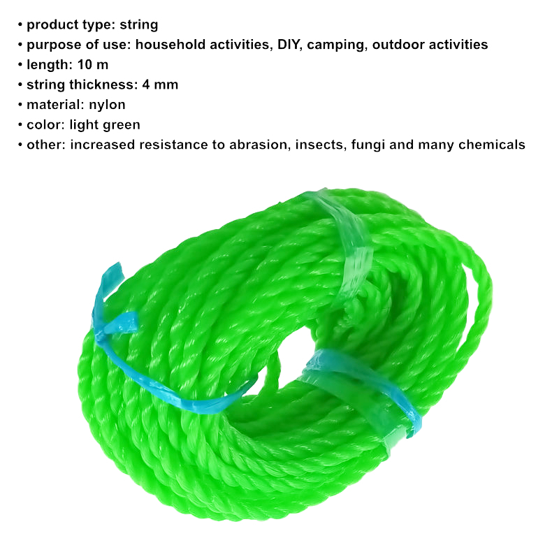 Sfoara din material termoplastic matasos, funie nylon rezistent, grosime 4mm, lungime 10 m, verde deschis [6]