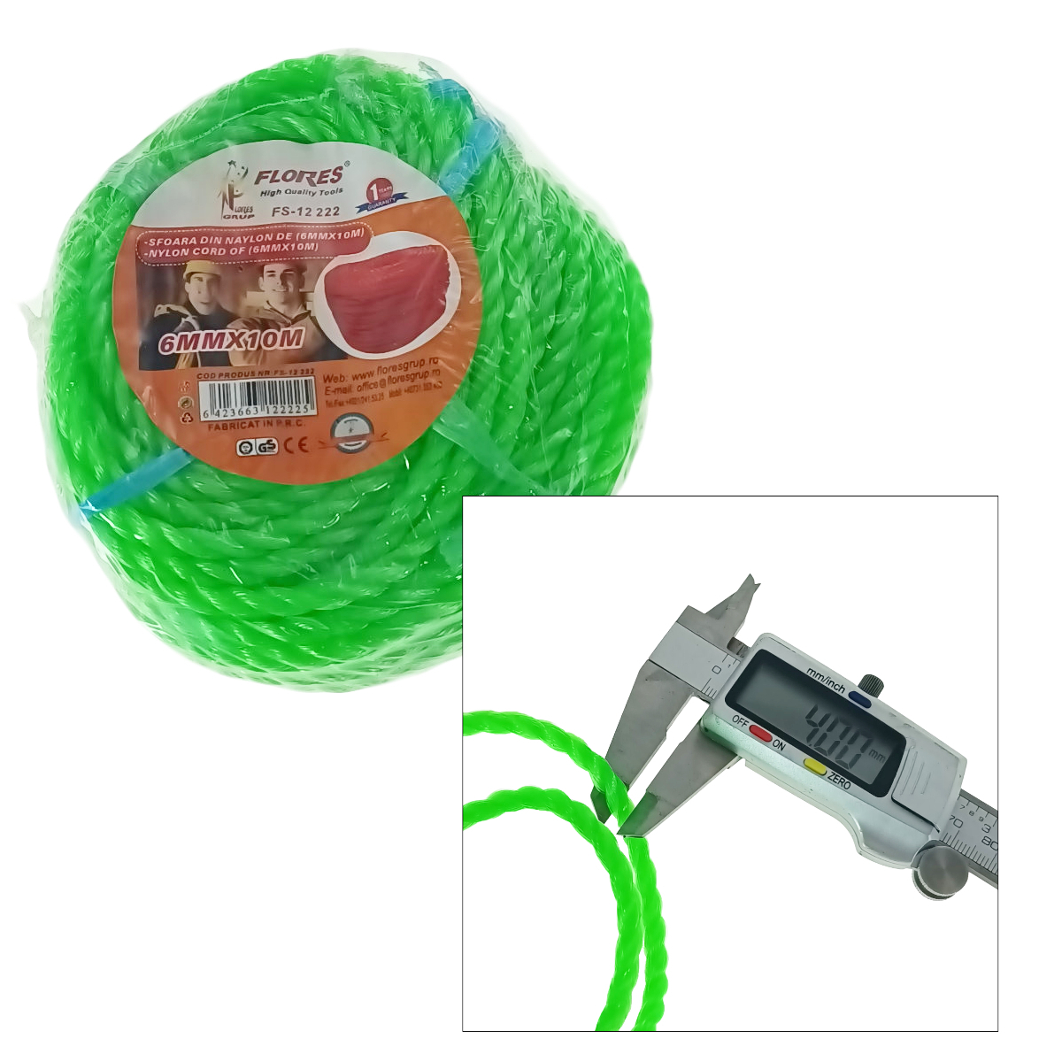 Sfoara din material termoplastic matasos, funie nylon rezistent, grosime 4mm, lungime 10 m, verde deschis [5]