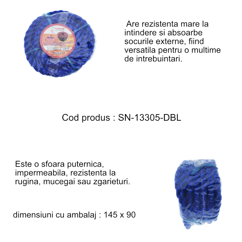 Sfoara din nylon cu lungime 10 m, grosime 14 mm, albastra [8]