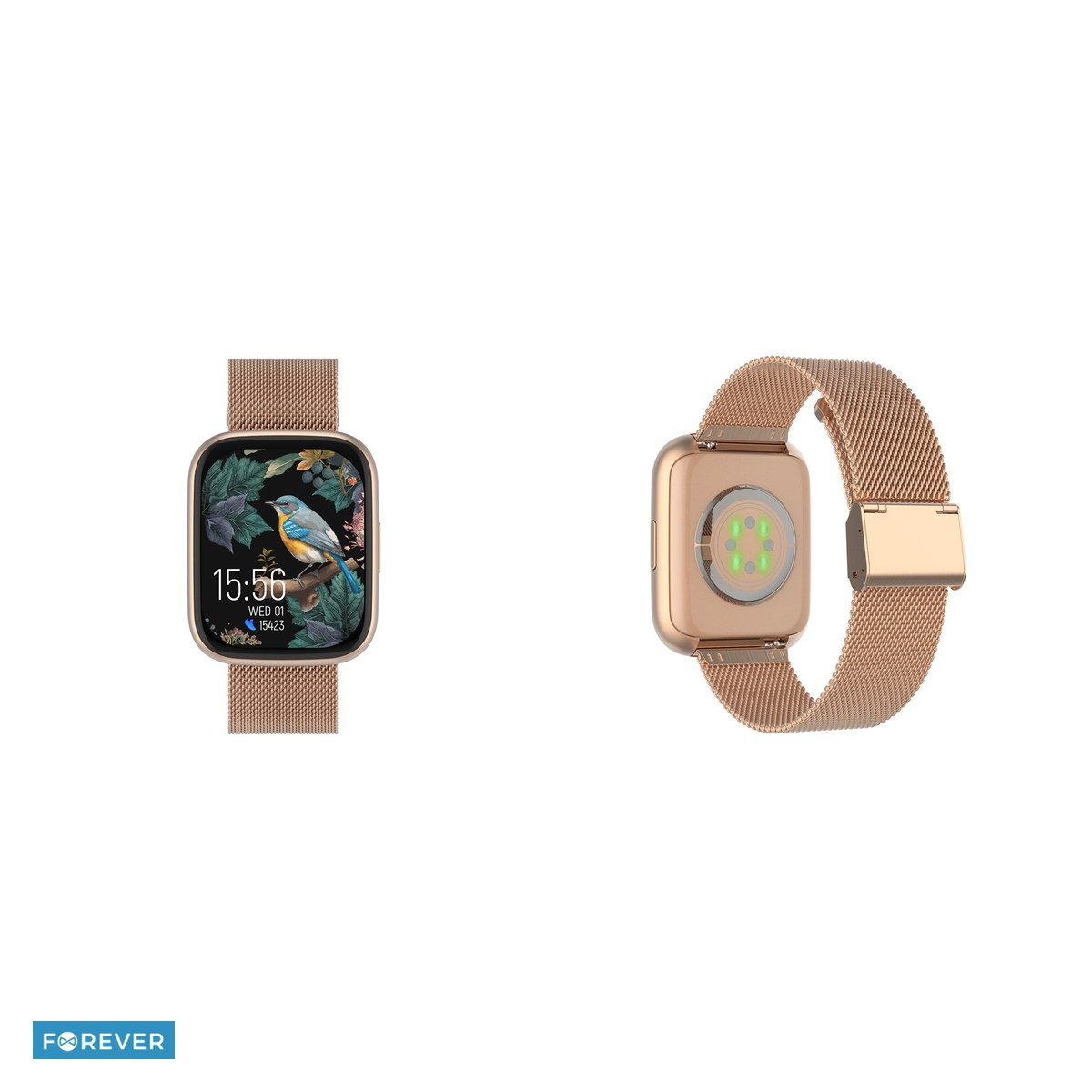 Smartwatch Forever ForeVigo 4 SW-330, cu charms, roz auriu, IP68, incarcare 3 h, ecran 1,95 ", Amoled 1,95" 410x502 pix, curea 214 mm, 22 functii [5]