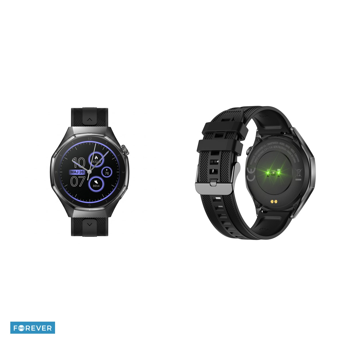 Smartwatch Forever xBase SW-720, negru, IP68, aluminiu, aliaj de zinc, incarcare 2 h, ecran 1,43 ", Amoled 1,43" 466x466 pix, 430 mAh, bluetooth v.5.3 [5]