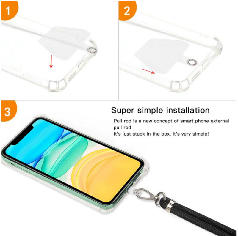 Snur universal de prindere telefon, Neck Strap 92822, lungime 133 cm, reglabila, cu carabina metalica, negru [8]