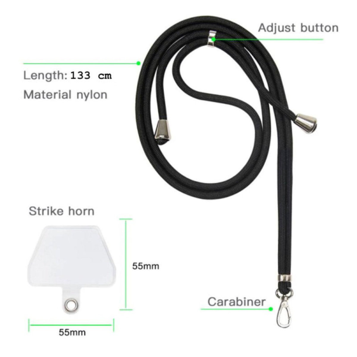 Snur universal de prindere telefon, Neck Strap 92823, lungime 133 cm, reglabil, cu carabina metalica, rosu [9]