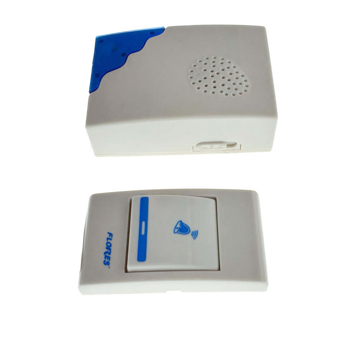 Sonerie cu buton Wireless cu baterii, Flores FE-40791, cu receptor, 32 melodii, raza actiune 100 metri, sistem anti-interferenta, alba cu albastru [2]