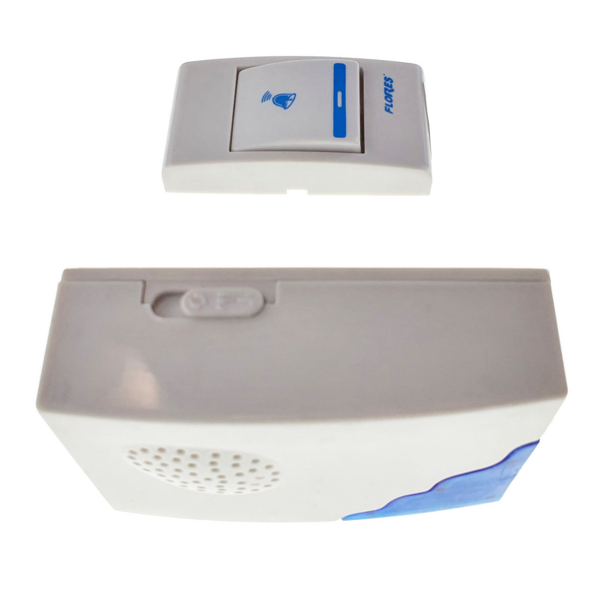 Sonerie cu buton Wireless cu baterii, Flores FE-40791, cu receptor, 32 melodii, raza actiune 100 metri, sistem anti-interferenta, alba cu albastru [4]