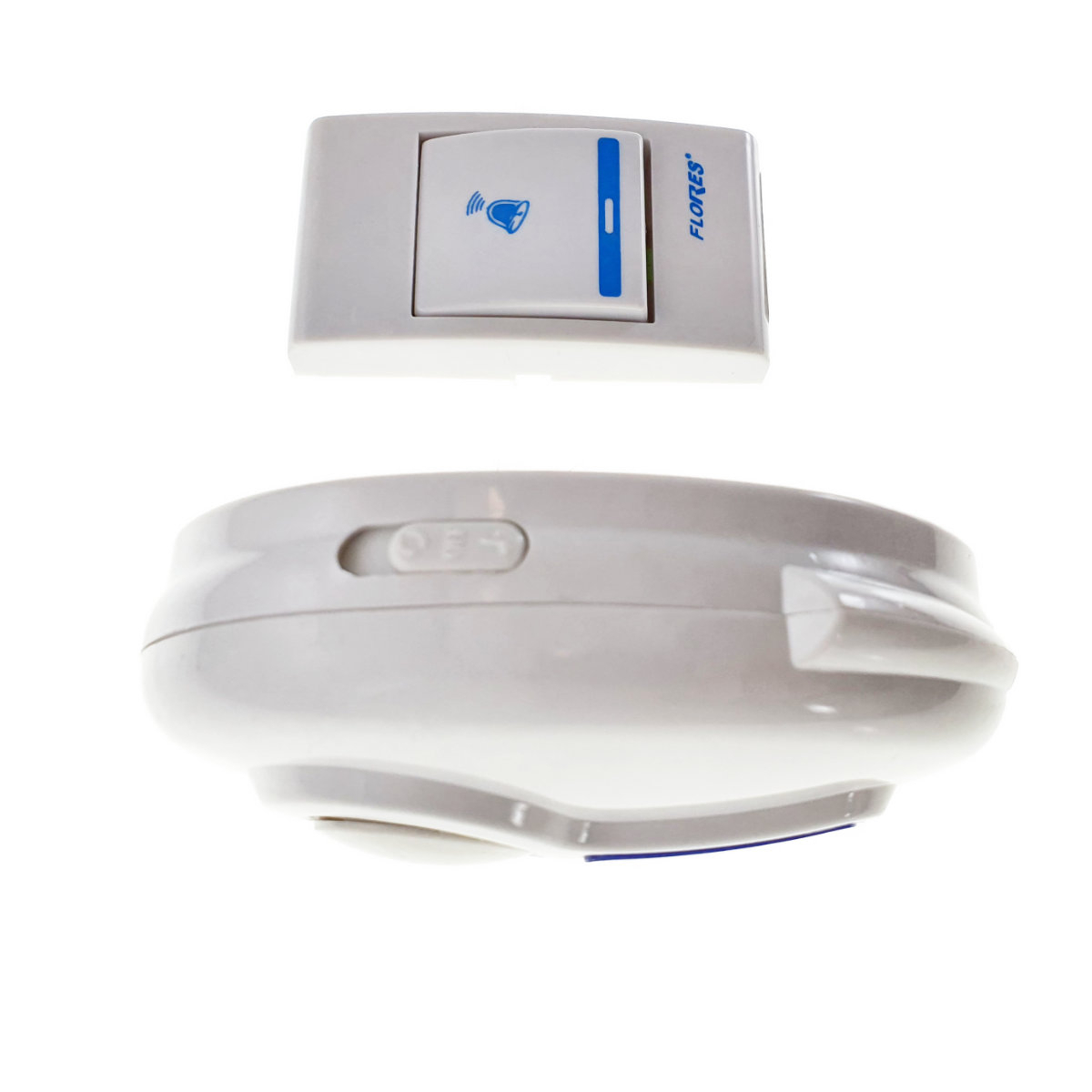 Sonerie cu buton Wireless cu baterii, Flores FE-40792, un receptor, 32 melodii, raza actiune 100 metri, sistem anti-interferenta, alba cu albastru [3]