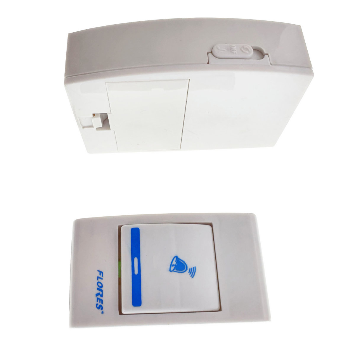Sonerie cu buton Wireless cu baterii, Flores FE-40793, un receptor, 32 melodii, raza actiune 100 metri, sistem anti-interferenta, alba cu albastru [3]