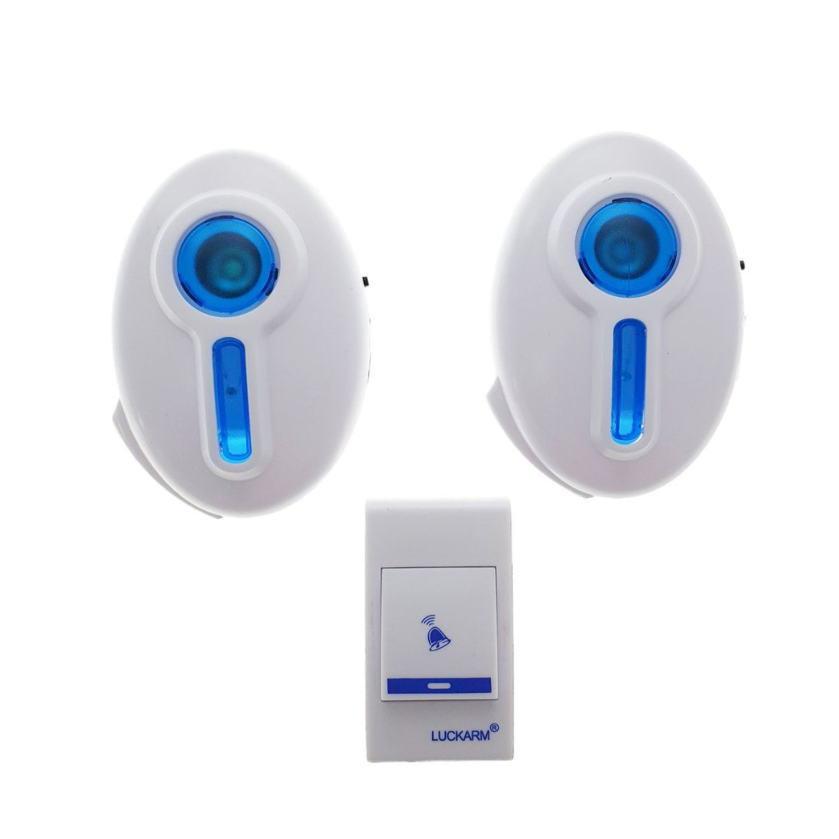 Sonerie Luckarm 7620,fara fir cu un buton si 2 sonerii cu led,30 melodii,alba cu albastru [5]