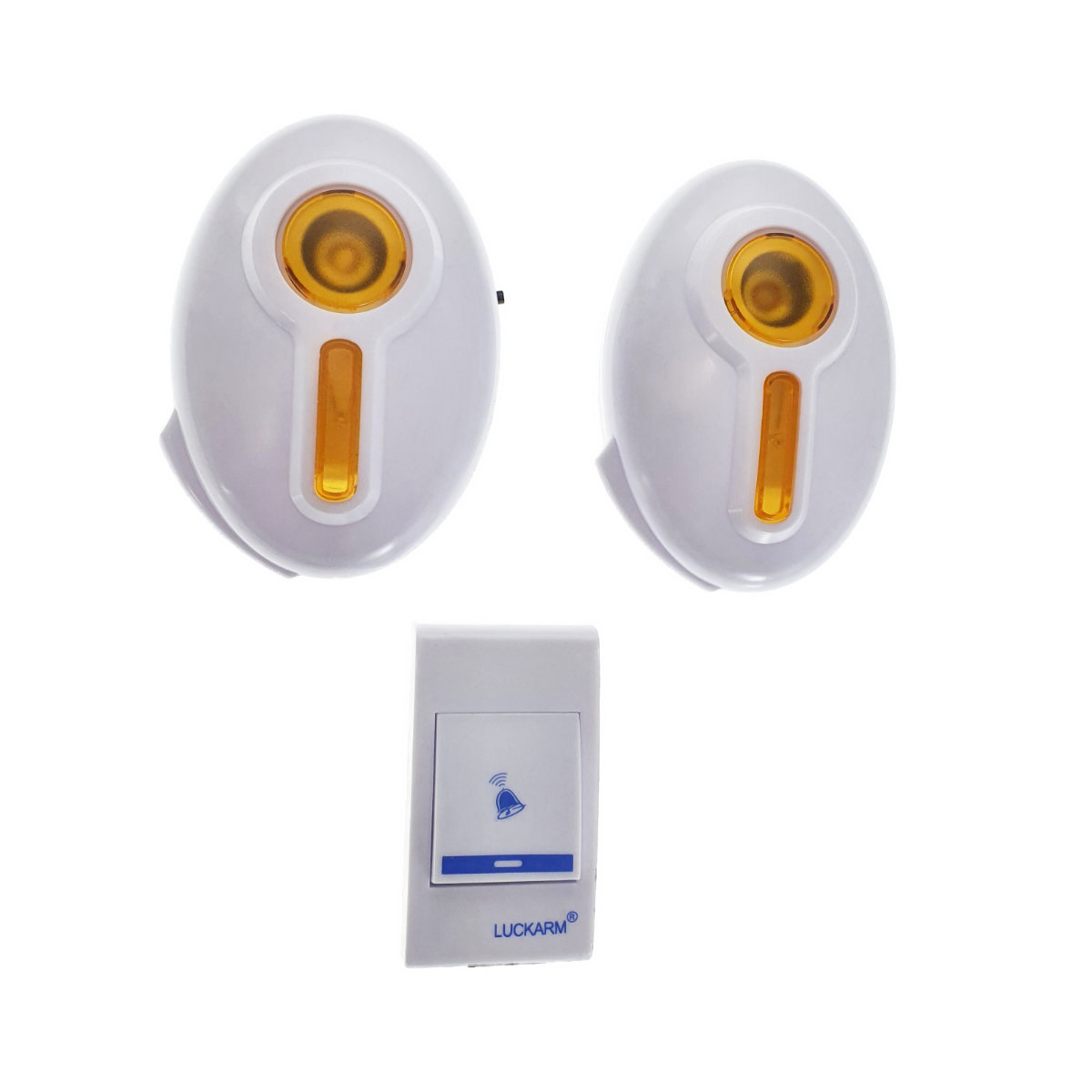 Sonerie Luckarm 7620,fara fir cu un buton si 2 sonerii cu led,30 melodii,alba cu portocaliu [4]