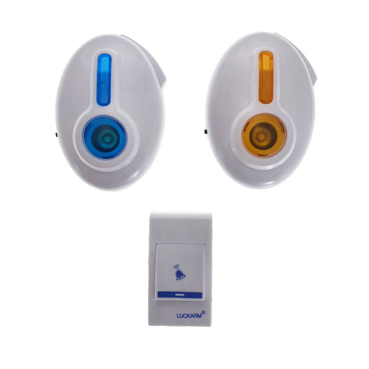 Sonerie Luckarm 7620,fara fir cu un buton si 2 sonerii cu led,30 melodii,albastru cu portocaliu [1]