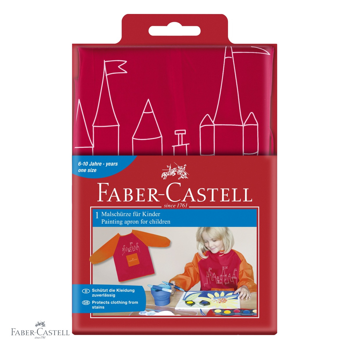 Sortulet pentru pictura Faber-Castell Blackberry, maneci lungi cu elastic, pentru copii 6-10 ani [7]
