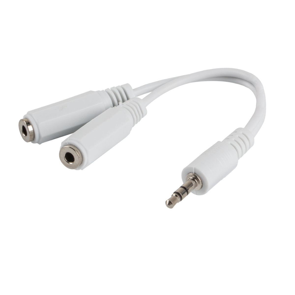 Splitter adaptor audio stereo jack 3.5 mm 3 pini tata la 2 x jack 3.5 mm 3 pini mama, Lanberg 40993, cu cablu 10 cm, alb [1]