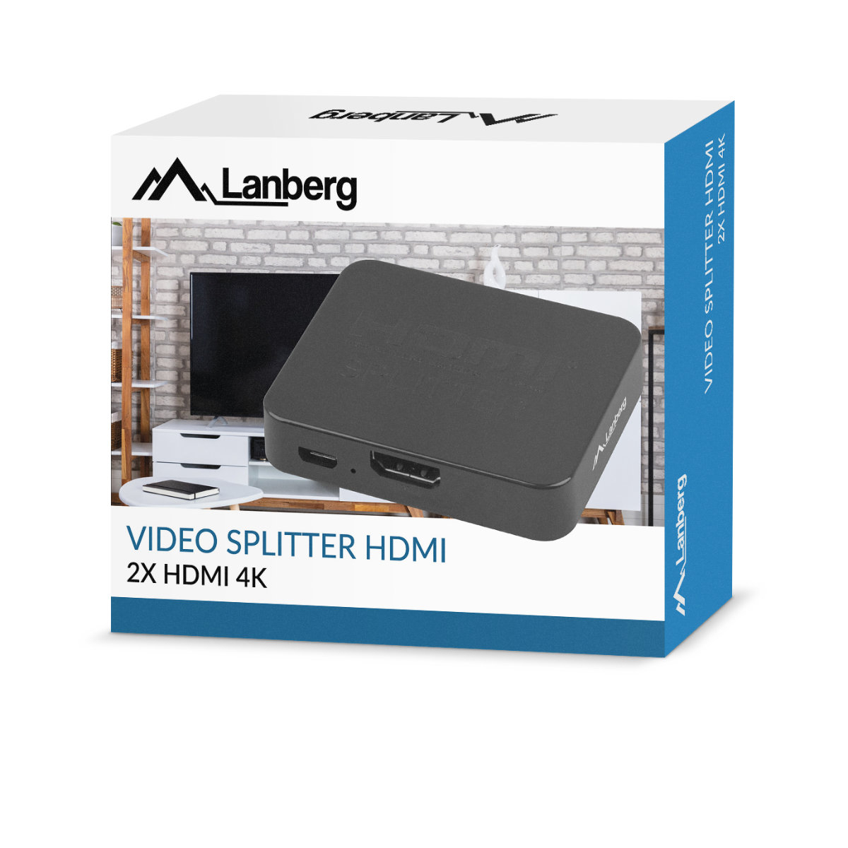 Splitter video Lanberg 42430, o intrare HDMI si 2 porturi de iesire HDMI 4K, 3D, alimentare microUSB 5V 1A, negru [10]