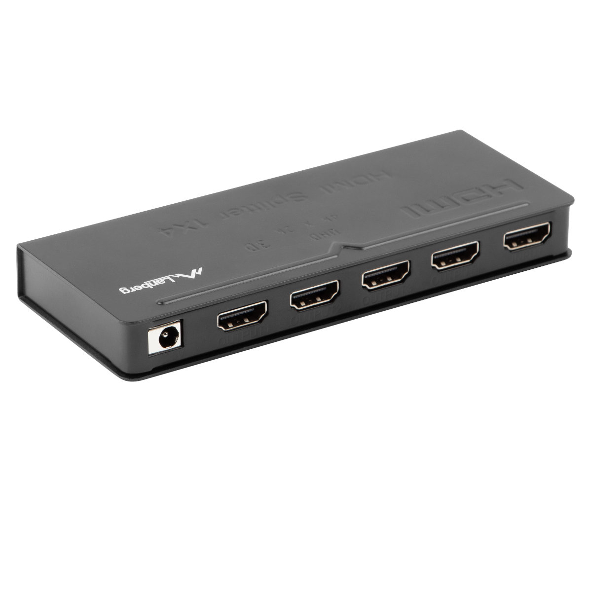 Splitter video Lanberg 42431, o intrare HDMI si 4 porturi de iesire HDMI 4K, 3D, alimentare DC jack 110-250V 1A, negru [1]