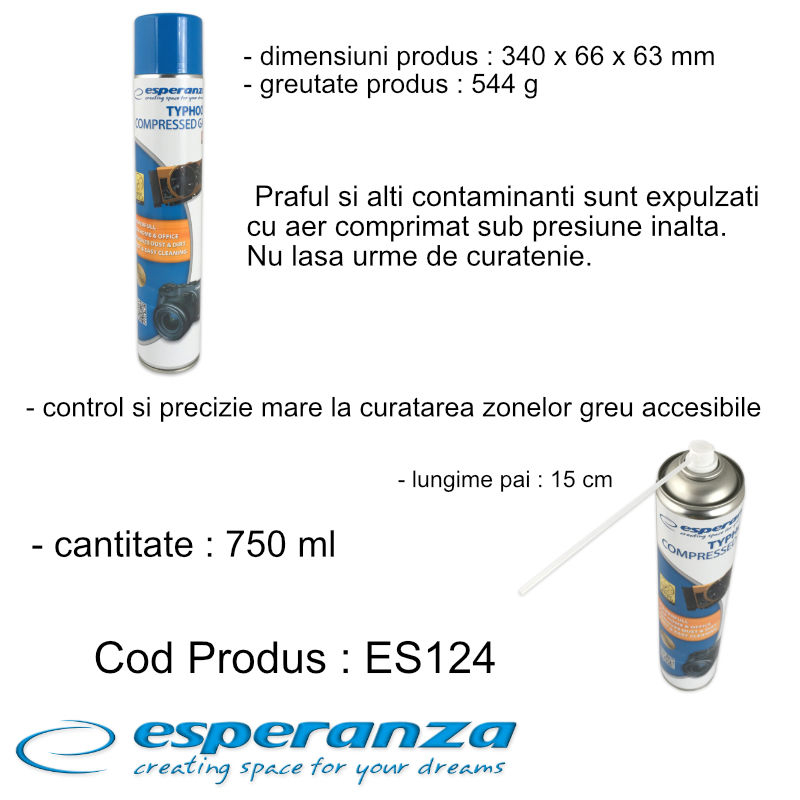 Spray cu aer comprimat, 750 ml, Esperanza Typhoon XL ES124, pentru curatare dispozitive [11]