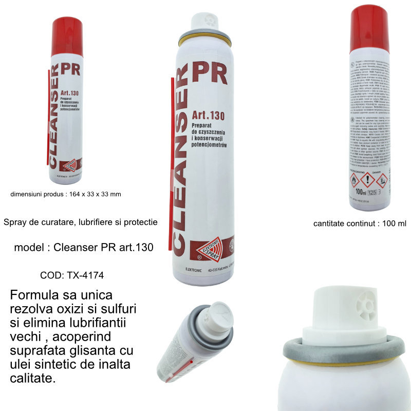 Spray de curatare, lubrifiere si protectie, Cleanser PR art.130, 100 ml, pentru potentiometre [12]