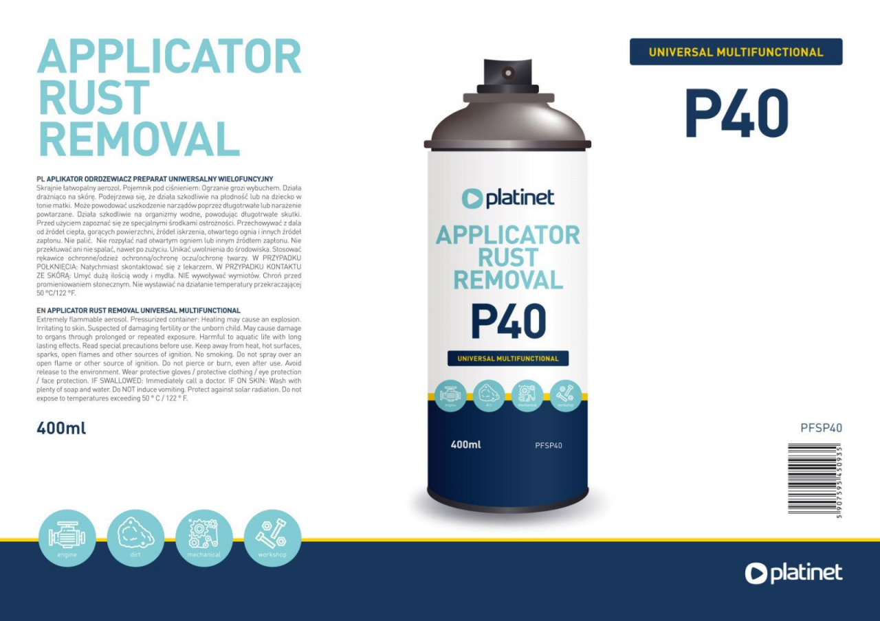 Spray Platinet PFSP40 45093, multifunctional , anti-rugina, de protectie si curatare, 400ml [4]