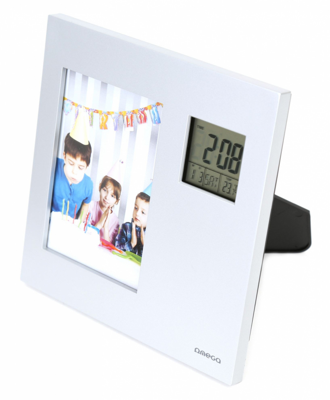 Statie meteo Omega 542363 , cu ceas digital,alarma si rama foto , gri [6]